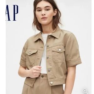 Gap denim cropped jacket, khaki color, size M